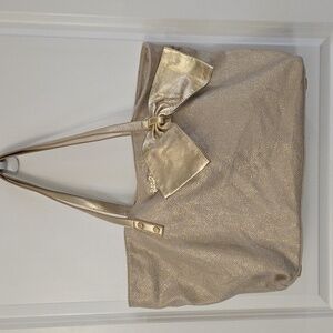 Lilly Pulitzer Gold Tote Bag with Bow Accent